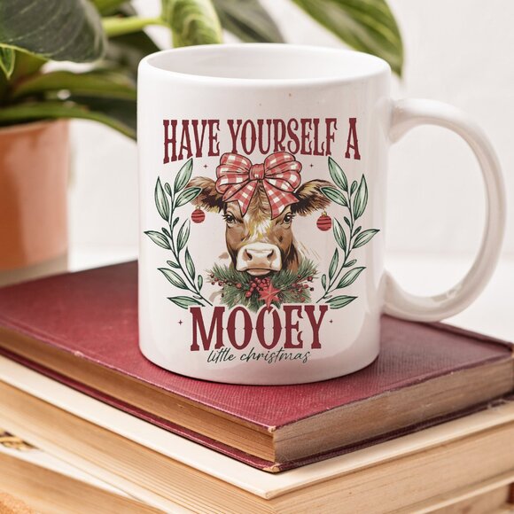 🎄 Highland Cow Christmas Mug – Have Yourself a Mooey Little Christmas 11oz - Picture 2 of 4